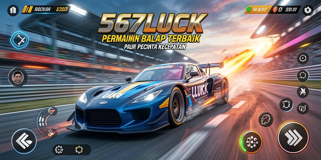Screenshot gameplay dari 567LUCK yang menunjukkan aksi balap yang mendebarkan.
