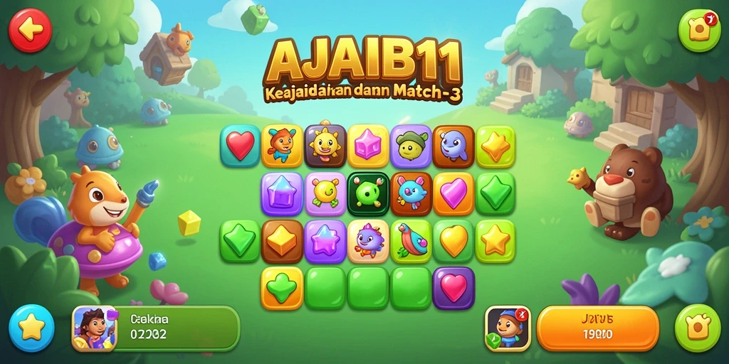 Gameplay seru AJAIB11 dalam genre Match-3 yang menantang.