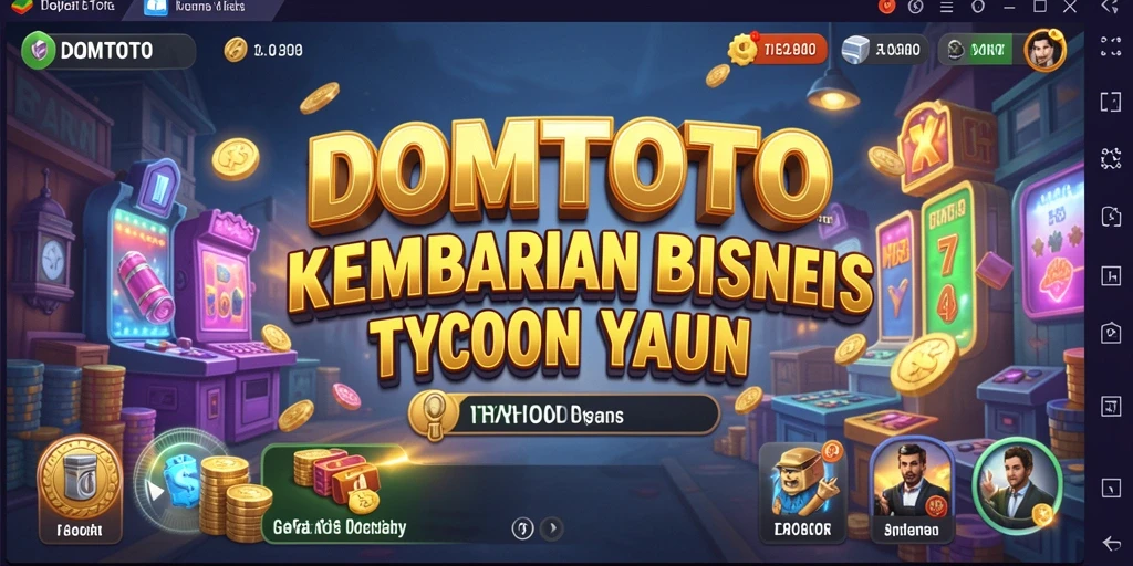 Screenshot gameplay DOMTOTO yang menampilkan pengelolaan bisnis dengan grafis menarik.