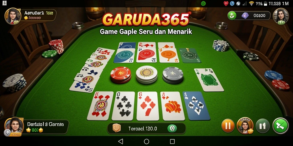 Tampilan menarik dari gameplay Gaple di GARUDA365.