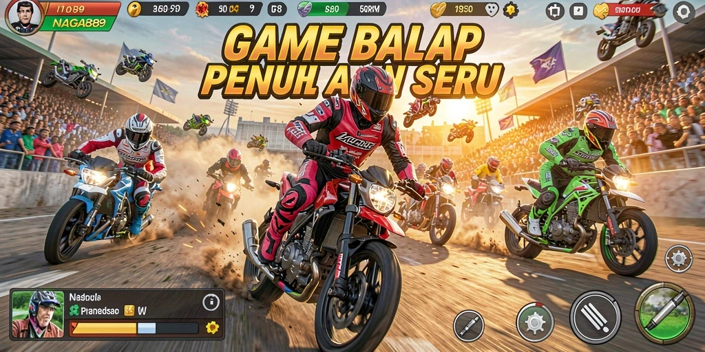 Gameplay NAGA889 menampilkan aksi balap yang mendebarkan dan mobil yang mengesankan.