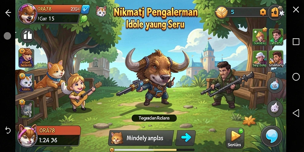 Tampilan gameplay menyenangkan di ORA78 dengan elemen Idle di dalamnya.