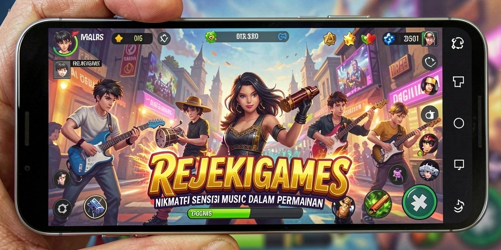 Screenshot dari gameplay musik yang menantang di REJEKIGAMES.