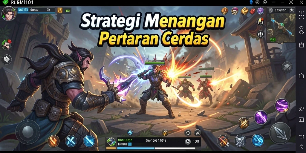 Tampilan gameplay <strong>REMI101</strong> yang menunjukkan strategi pertempuran.