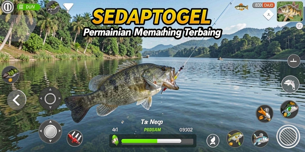 Tampilan gameplay SEDAPTOGEL yang seru dan menantang saat memancing.