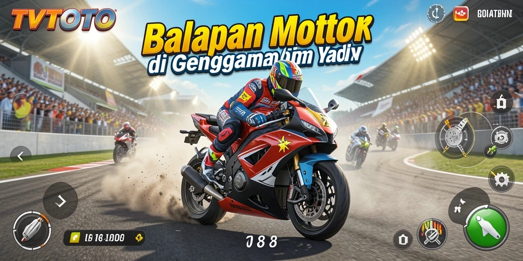 Tampilan gameplay seru dalam balapan motor TVTOTO.